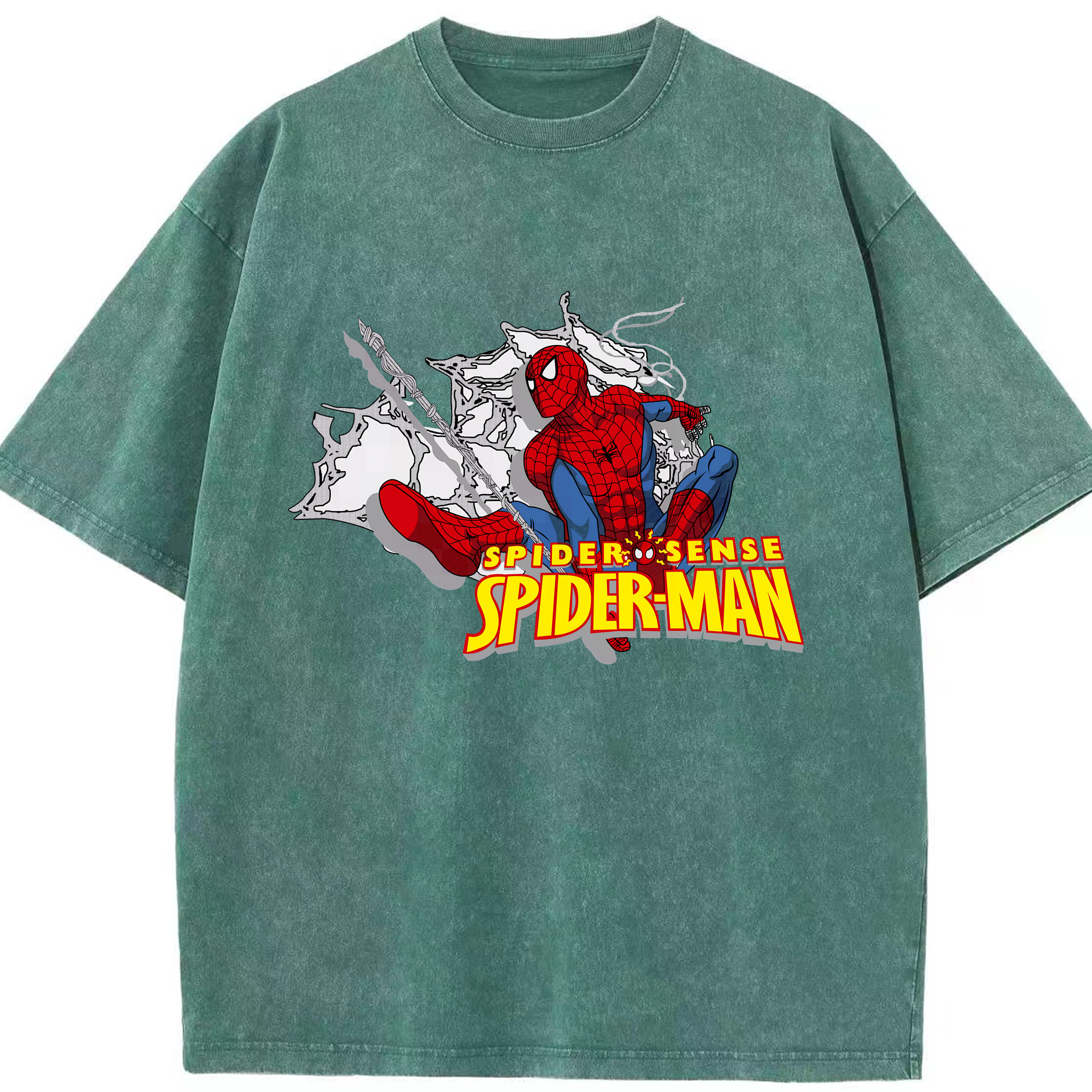 （画像用） Spider Man スパイダーマン 綿100% ヴィンテージ風 半袖Tシャツ（フロントプリント）